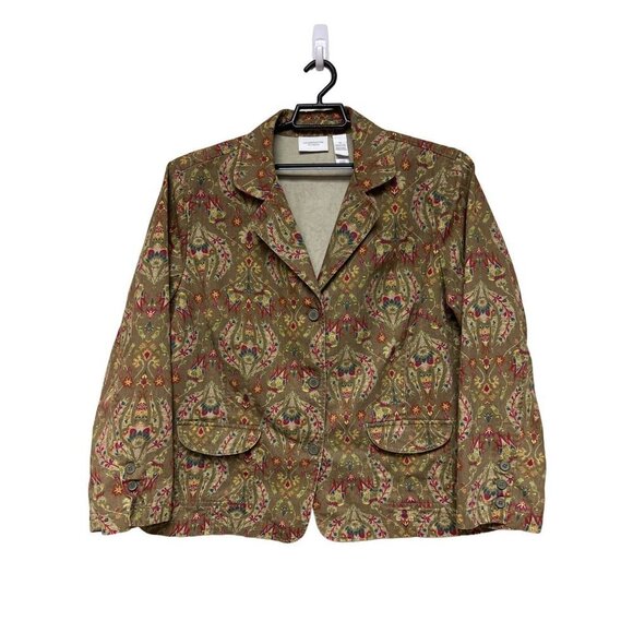 Liz Claiborne Woman Paisley Brown Jacket Blazer Career Women's Size 2X - Picture 1 of 11